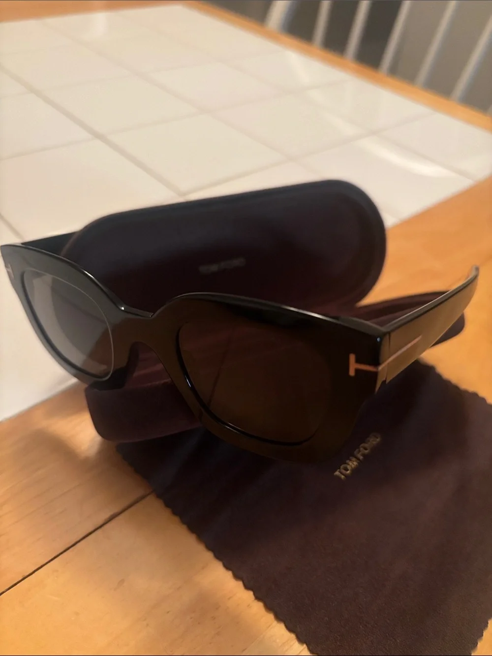 Tom Ford Black Sunglasses with Gold Accents